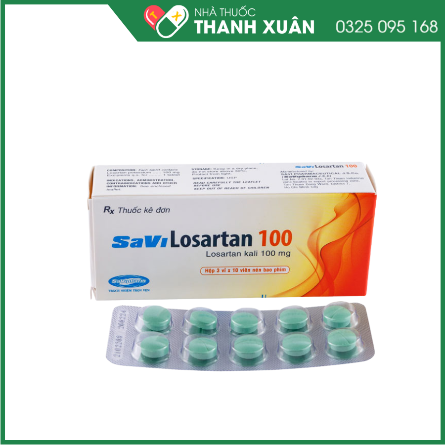 SaVi Losartan 100 điều trị tăng huyết áp, suy tim
